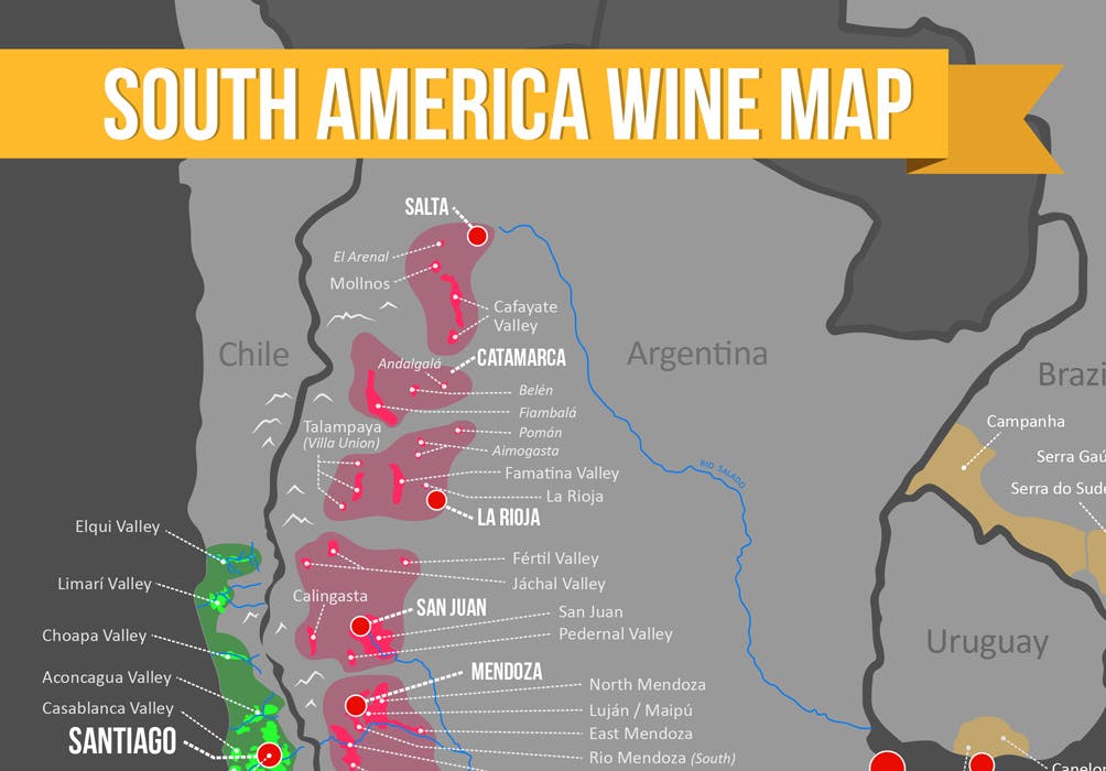 Cover Image for South America Wine Regions Map