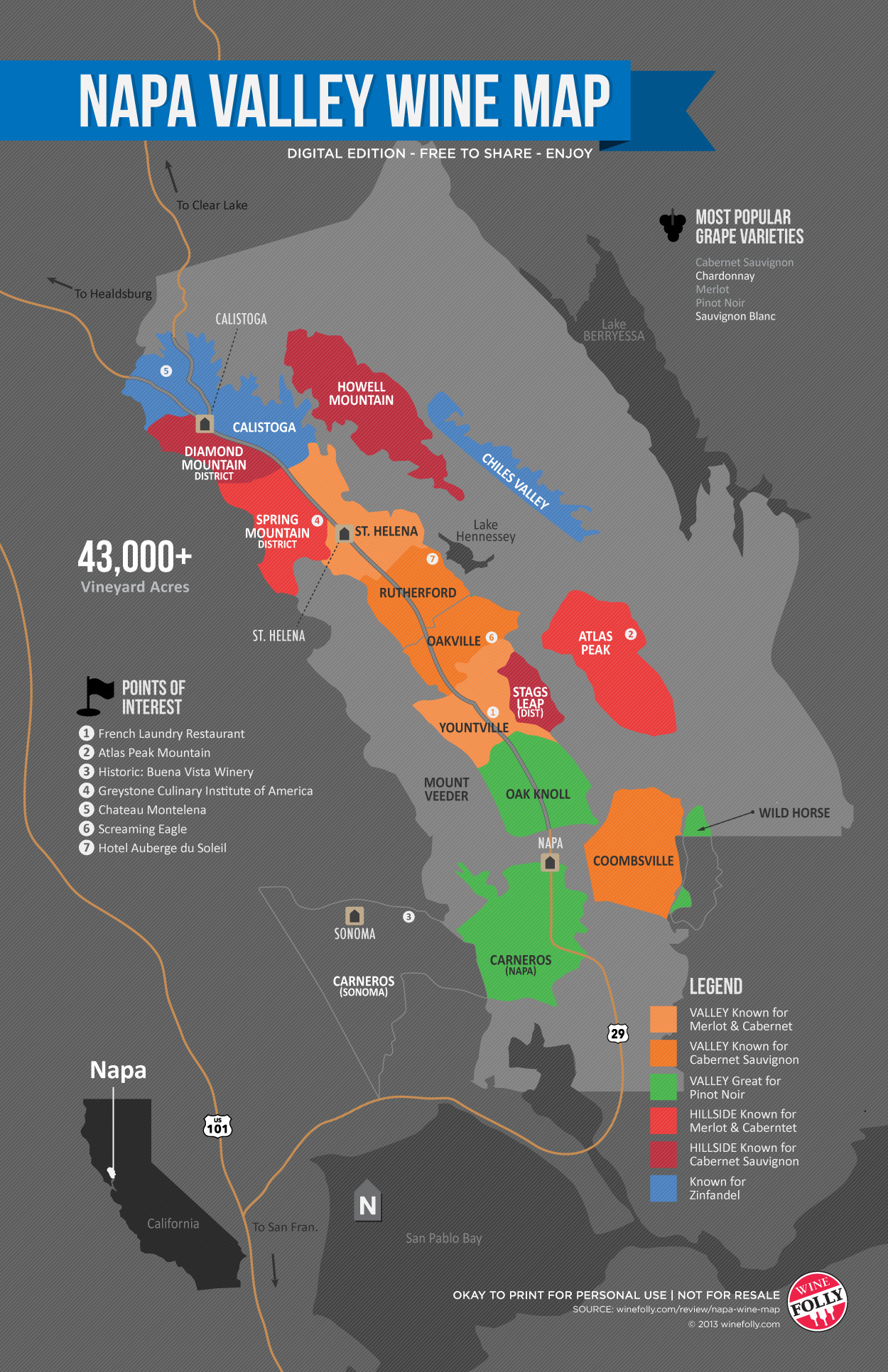 Napa Wine Map by Wine Folly