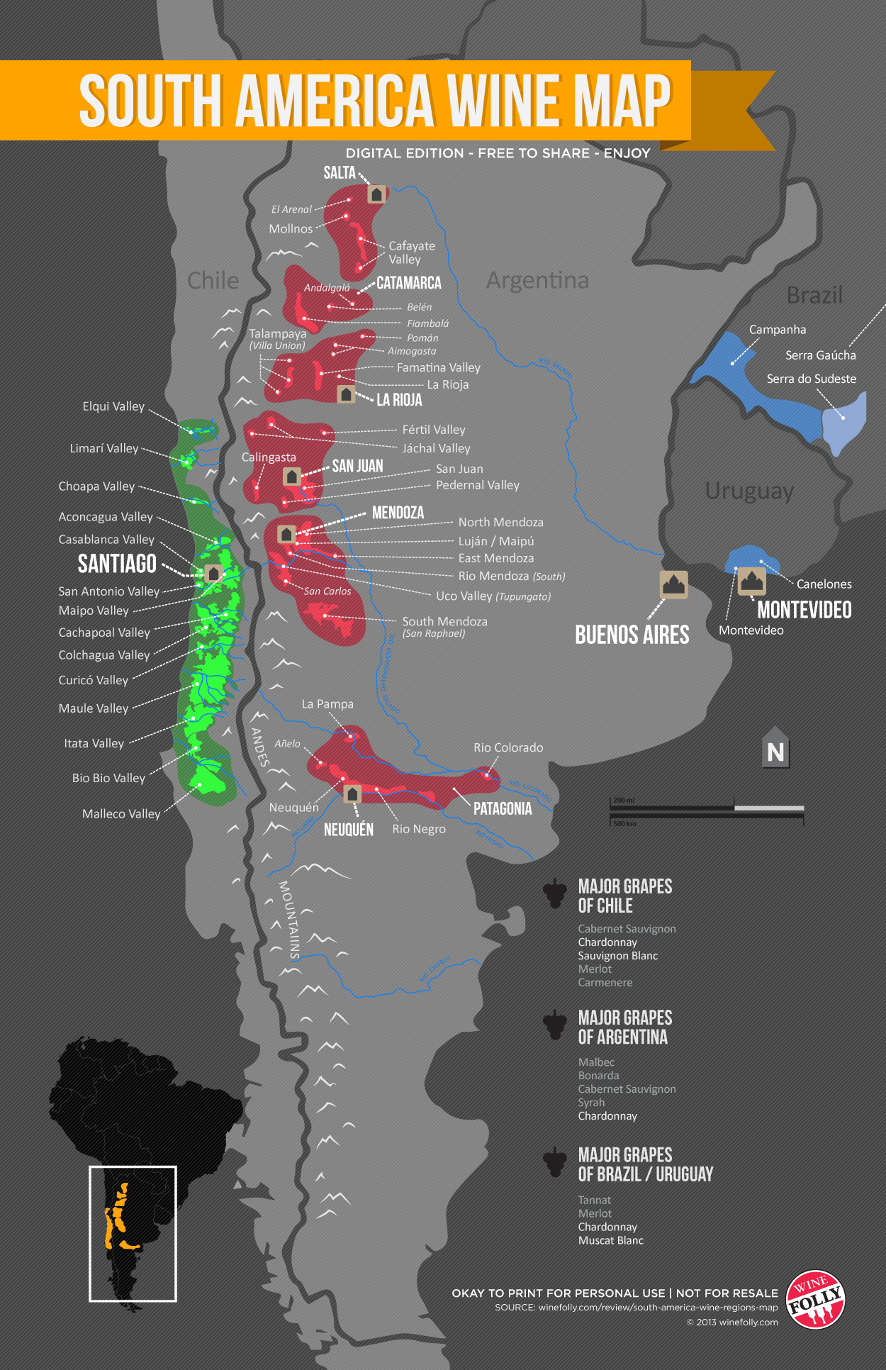 South America Wine Regions Map