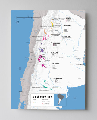 12x16 Argentina Wine Map by Wine Folly