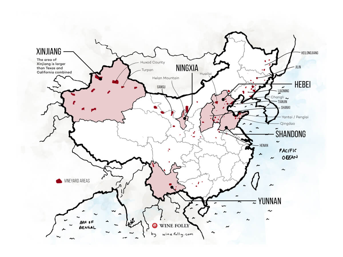 Chinese Regional Wine Map Outlines (corrected) - Wine Folly 2019