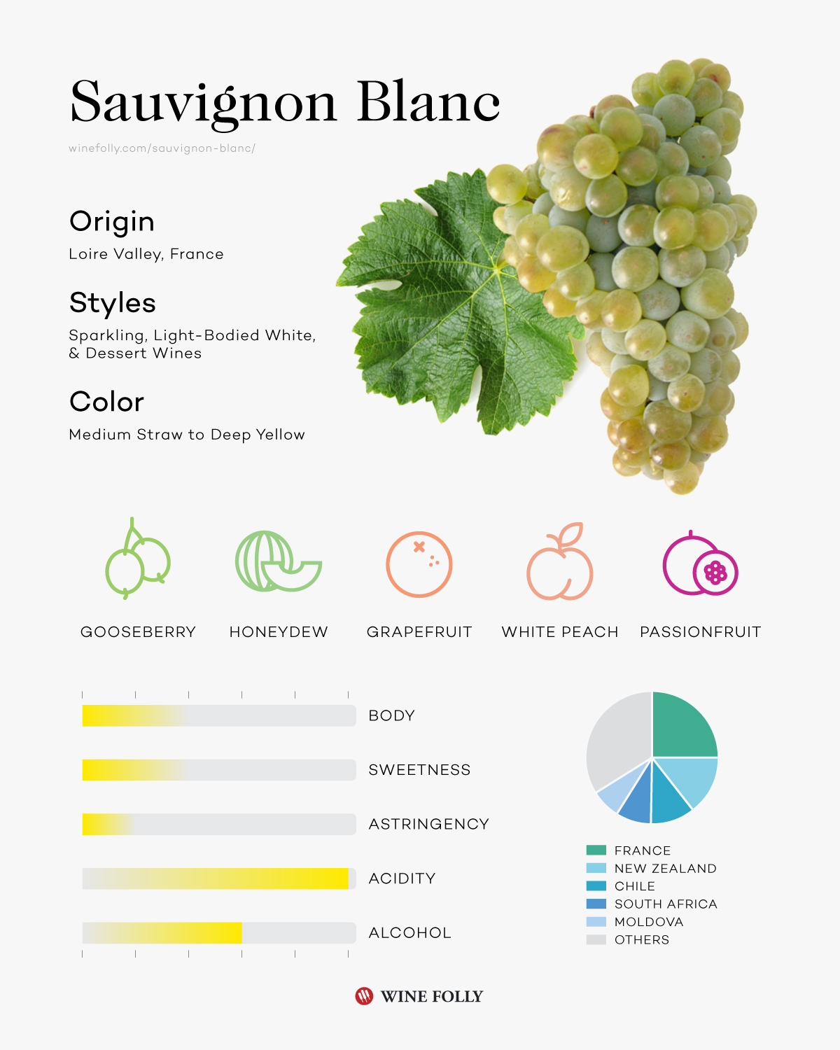 Sauvignon Blanc wine taste profile infographic by Wine Folly 2019