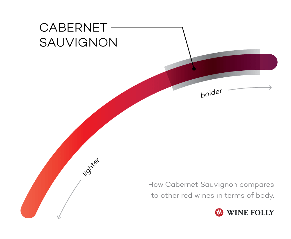 Taste Profile of Cabernet Sauvignon compared to other red wines - Infographic by Wine Folly