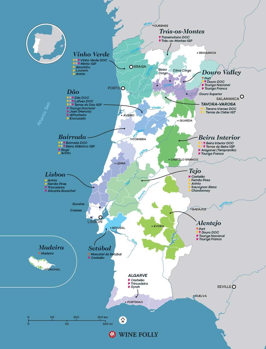 Portugal provinces map - Provinces of Portugal map (Southern Europe -  Europe)