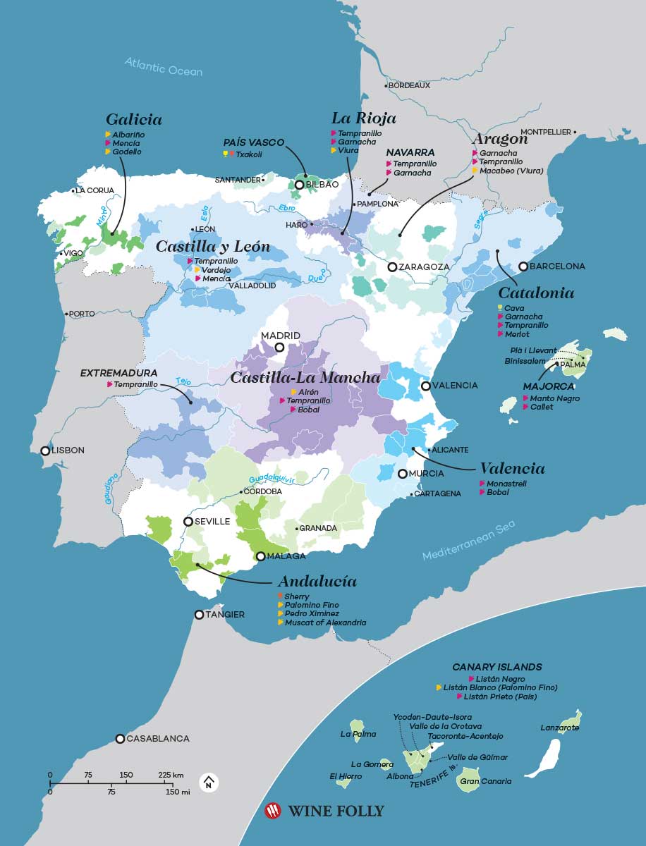 spanish wine map wine folly